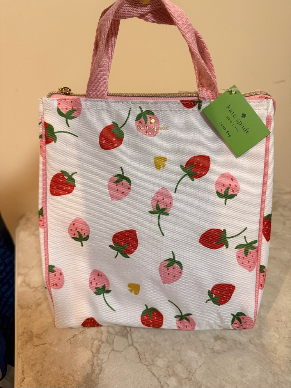 kate spade Strawberry Print Pink and Red lunch bag